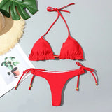 Bikinis 2021 Sexy Halter Swimwear Women Swimsuit Bandage Bikini Set Push Up Bathing Suits Summer Beach Wear Swimming
