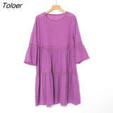 2023 New Women Elegant Embroidered Lace Dress White Female Splicing Dress Floral Hollow Out Loose Casual Party