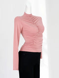 Toloer A Half-High Neck And Long-Sleeved Bottom Top With A High Stretch