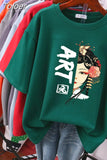 100% Cotton Plus Size L-6XL T Shirt Print Tshirt Short Sleeve Women's Top Chinese Style Summer Couple O Neck T