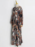 Causal Slim Print Temperament Mini Dress For Women Round Neck Long Sleeve Straight Loose Fashion Dresses Female