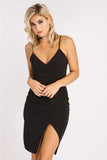 Sexy Straps V Neck Ruffles Slit Mini