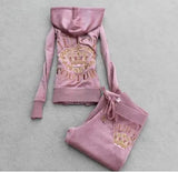 Piece Casual Velet Tracksuit Women's Sets Hooded Long Sleeve Women Zipper Suit Spring Fall Letter Pattern Sport Pants 1028-0-Outfit