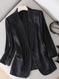 Summer New Japanese Fashion Shiny Acetate Satin Small Women's Blazers Jacket Elegant Designer Slim Saggy Silky Ladies
