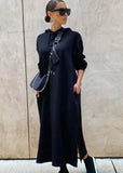 Winter Casual Long Sleeve With Hood Slit Long