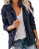 Women Zipper Jacket Autumn Female Outerwear Long Sleeve Casual Streetwear Coat Windbreaker Anorak Stand Collar Military
