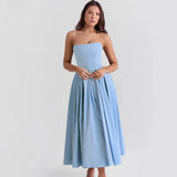 Tube Pleated Midi Dress-Outfit