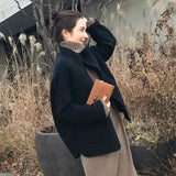 Loose Short Woolen Coat Drop Shoulder 2021 Autumn Winter Women Cocoon