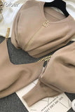 Women 2023 Autumn Winter Zipper Knitted Cardigans + Chain Vest And Pants 3pcs Sets Fashion Suit Tracksuits Women's
