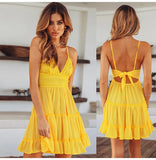 Women White Lace Halter Dress Sexy Backless Beach Dresses 2020 Fashion Sleeveless Spaghetti Strap Casual Mini