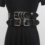Pu Leather Black Metal Buckle Wide Elastic Belt Personality Women New Fashion Tide All-match Spring Autumn 2023