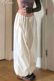 Wide Leg Sweatpants Women Vintage Y2K Punk Streetwear Joggers Solid Low Waist Drawstring Trousers Casual Cargo Pants