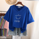 Plus Size T Shirt 100% Cotton L-6XL Tshirt Short Sleeve Women Top Summer Cute Printed Casual O Neck Oversized T