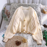Vintage Short Cardigan Knitted Sweater Women 2022 Autumn Winter Long Sleeve Solid Sweaters Coat & Jackets