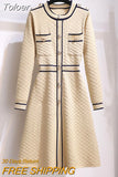 Women A-Line Sweater Dress French Knit Vintage Patchwork Dress Winter Luxury Designer Buttons Knitted
