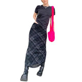 y2k Vintage Skirts Women Plaid Summer Midi Skirt High Waist Students New Arrival Girls Female Stylish Fit Skirt