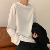 Tees Simple Casual Long Sleeve Round Neck White Color Women Tops Fashion Solid Autumn Spring Female Basic