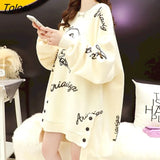 Pullovers Women Korean Style Loose Mid-length Pullover Fashion Irregular Plus Velvet Thicken or Thin Coat Casual