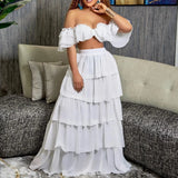 Tube Top Ruffle Top Skirt Two-Piece