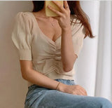 Summer Top Sexy T Shirt Women Elasticity T-Shirt Korean Style Woman Clothes Slim Tshirt Female Casual short Sleeve