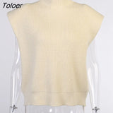 Streetwear Turtleneck Sweater Sleeveless Shoulder Pads Fashion Wram Pullover Office Stretch All-Match Winter Top Women
