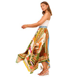 Spring And Summer New Women's Long-Term Printing Irregular Hem Fashion Temperament Waist A Word Half-Dress