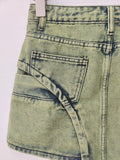 Fashion Women's Skirt High Waist Patchwork Irregular Mini Above Knee Tie-dyed Green Denim Skirts Spring 2023 New