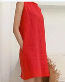 Dress Boho Dresses Women Casual Beach Sundress Sleeveless Cotton linen Dress female Vestidos maxi bodycon dress