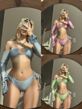 2024 New Bright-Faced Four-Piece Drawstring Strap With Sleeve Swimsuit