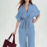 Summer 2025 Summer Commute Elegance Commute Elegance With V-Neck Tie Trousers