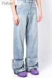 Fashion Women's Jeans High Waist Legs 3D Multi Pocket Light Color Straight Tube Denim Cargo Pants Summer 2023 New