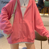 Hat Hoodies Women Zip-up Spring Autumn Front Pocket Loose Korean Style Trendy Casual Students Elegant Chic All-match