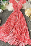 Philosophy Bohemian Printed Blue Backless Sexy Summer Floral Beach Vacation Dress Female V-neck Irregular