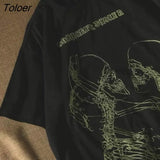 new butterfly fairy print T-shirt punk goth hip hop grunge rock Y2K round neck casual summer coat
