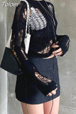 Ripped Hole Distressed Grunge Sweater Black Loose Knitted Jumper Women Chic Fashion Pullovers Long Sleeve Top