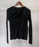 Elegant Lapel Knitted Cardigan Sweater Women V Neck Sexy Long Sleeve Tops Turn Down 2022 Slim Ladies Button Clothes