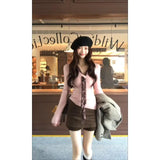 New Can Wear Inside The Lazy High-End Thin Top Design Pink Inside Knitted Shirt
