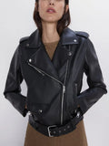 2022 Spring Autumn Pu Faux Leather Jacket Women Solid Zipper Slim Short Biker Jackets Coat Female