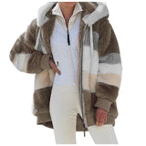 Hot New Autumn And Winter Loose Plush Multi-Color Hooded Coat