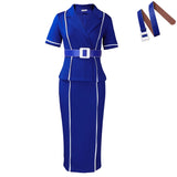 Women's 2025 New Fashion Short-Sleeved Suit Collar High-Waisted OL