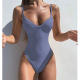 Piece Swimsuit Women 2022 New Sexy Swimwear V-Neck Bodysuit Swimsuit Push Up Monokini Solid Bathing Suit Summer Beachwear