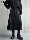 High Elastic Waist Black Zipper Irregular Casual Long Half-body Skirt Women Fashion Tide New Spring Autumn 2023