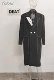 Fashion Women's Trench Coat Topstitched Contrast Color Double Breasted Long Sleeve Windbreaker Autumn 2023 New