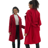 Autumn And Winter New Women's Wool Long With Slim Woolen Coat Pure Color Simple Slim Coat-Outfit