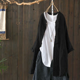 Womens Shirts 2022 ZANZEA Vintage Cotton Tunic Casual Long Sleeve Shirt Button Cardigans Female Soid Patchwork Tops Plus
