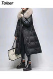 Women Winter 2023 Natural Fox Fur Hooded 90% White Duck Down Jackets Slim Long Down Parka Female Thick Warm Kurtka