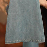Blue Water Wash Plus Velvet Thickened Micro-Tipped Jeans Women's Autumn And Winter High Waist Slim Slimming Horseshoes Long