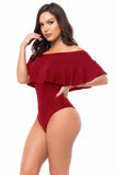 Sexy Off-the-shoulder Short Sleeves Solid Ruffles