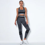 Athletic Seamless Striped Set Gym Sport Suit Workout Clothes Women Long Sleeve Shirts Seamless Shorts Fitness