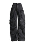 Toloer New 2024 Stylish High-Waist Straight Leg Loose Casual Denim Wide-Leg Pants-Outfit